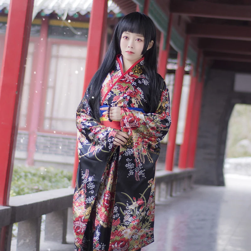 Long Sexy Kimono Japanese Floral Woman Yukata Dress Women Kimono Dress Cosplay Yukata Traditional Cosplay Party Hallowee Costume