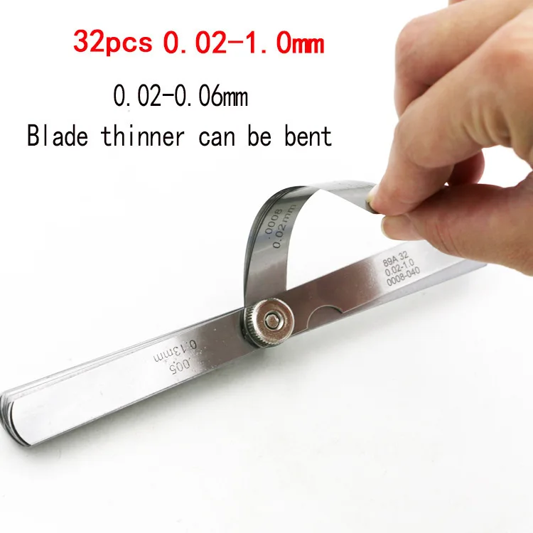 32/26/25/20 blades Feeler Gauge Metric Gap Filler 0.02-1MM / 0.0008-0.040 INCH Gage Measurment Tool for Engine Valve Adjustment