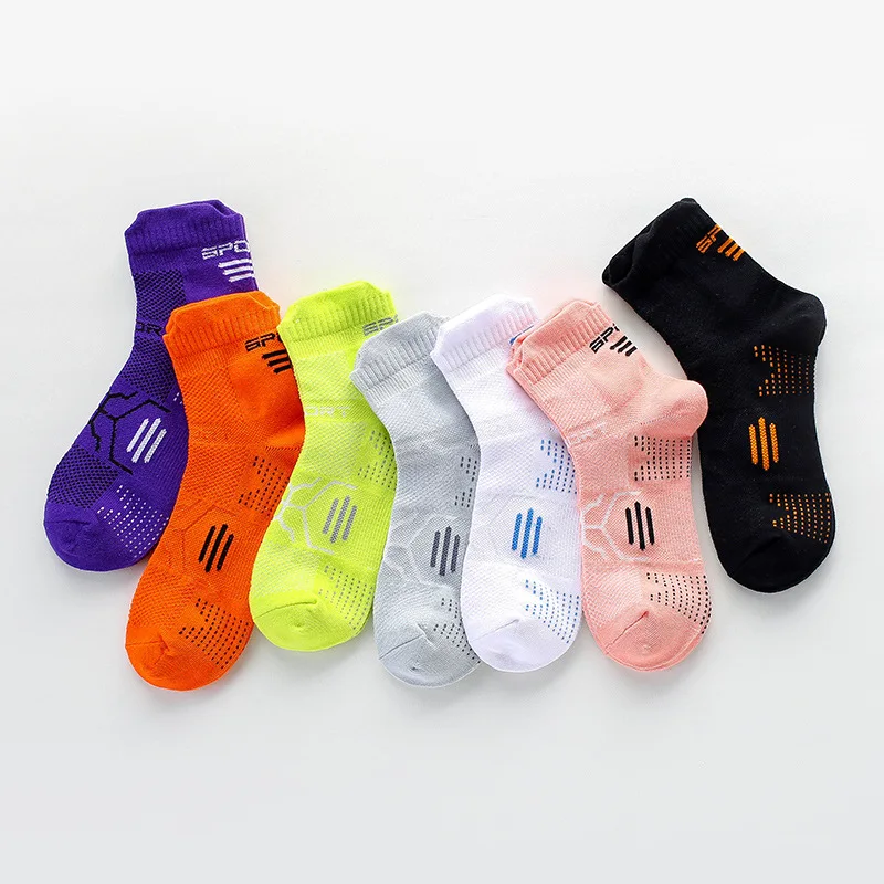 5 Pairs Sport Ankle Socks Boat Woman Girl Cotton Mesh Breathable Sweat-Absorbing Fitness Marathon Hiking Bike Travel Crew Socks