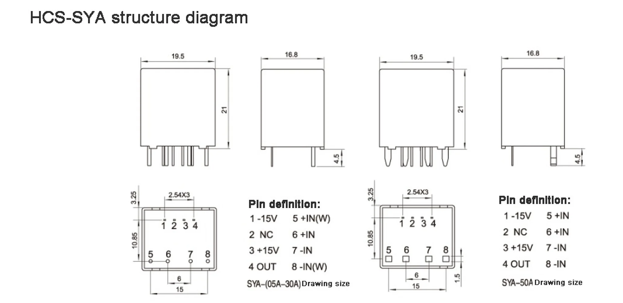 HCS-SYA 05A 10A 15A 20A 25A 30A 50A قاعة الاستشعار الحالي