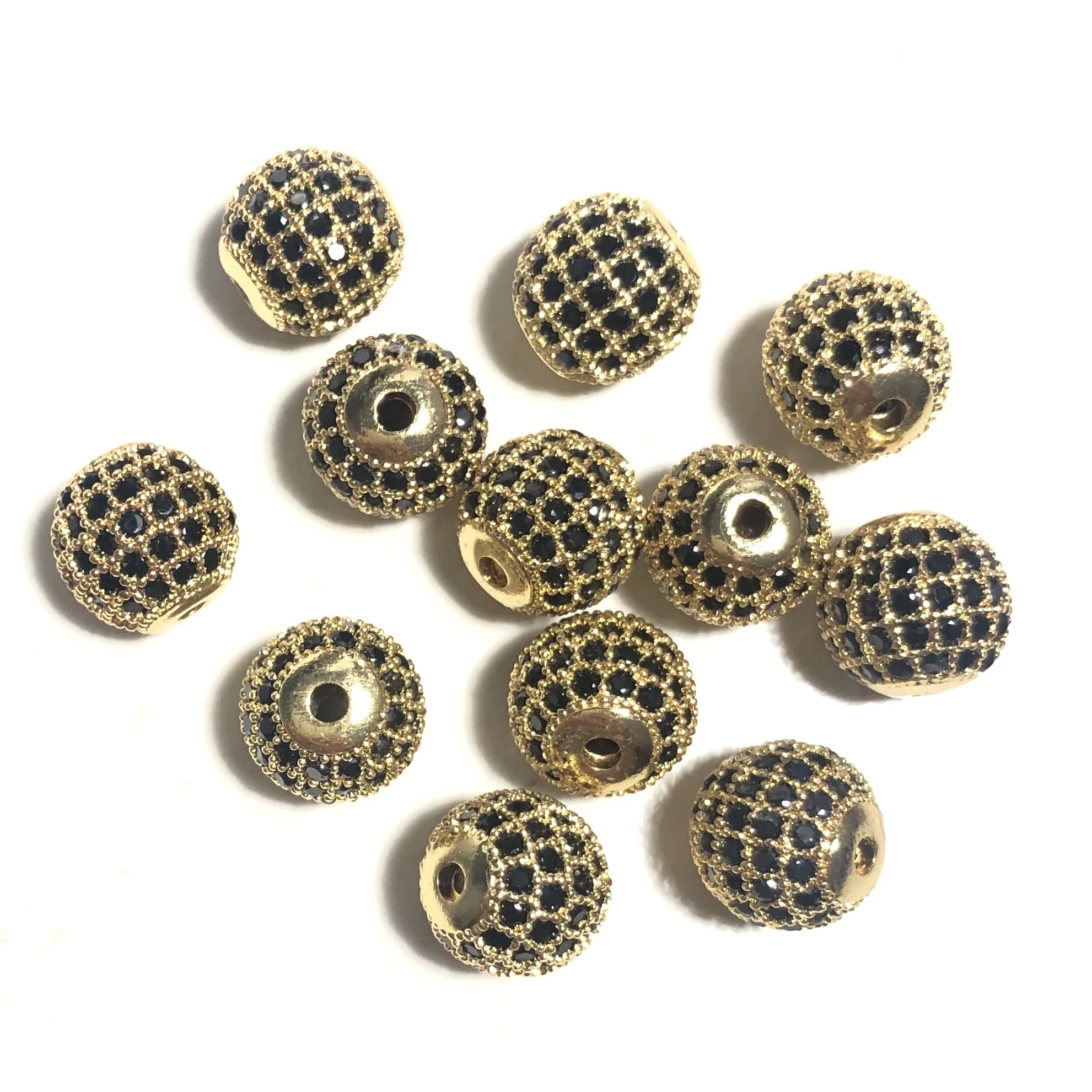 20 teile/los 10mm Disco Ball Spacer Perlen für Frauen Armband, Bling Zirkonia Gepflastert Gold-Überzogene Taille Schmuck zubehör Liefern – Detail 7