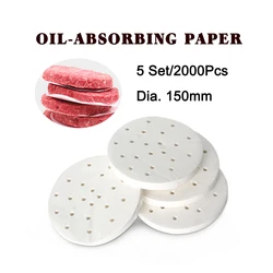 ITOP 5 Set 2000 Pcs 150mm Burger Patty Paper Oil Absorbing Paper Suitable For 150mm Hamburger Press Machine Food Grade Material