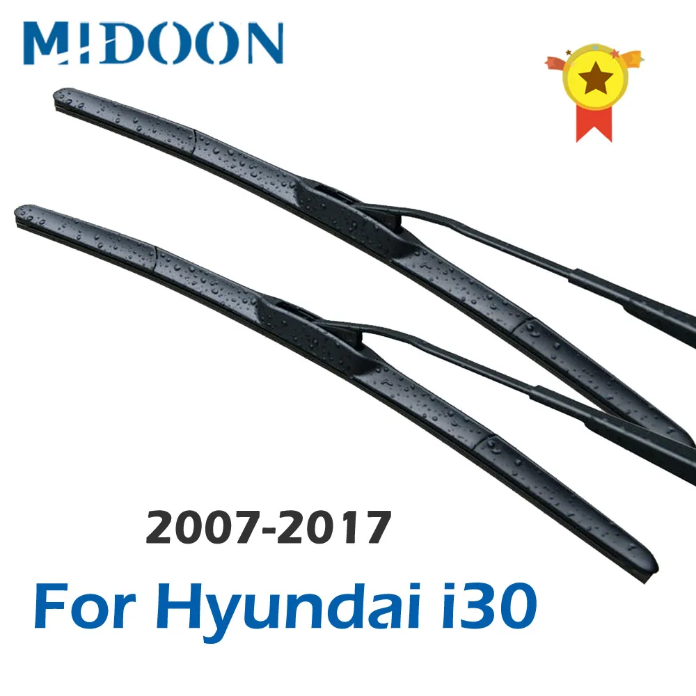 MIDOON  Wiper Blades for Hyundai i30 Fit Push Button Arms / Hook Arms Model Year from 2007 to 2017 2008 2009 2010 2011 2012 2013