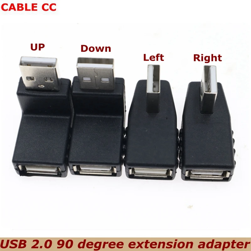 محول اتصال تمديد عالي السرعة يسار/يمين/أعلى/أسفل L Bend USB 2.0 A ذكر إلى أنثى للكمبيوتر المحمول U القرص
