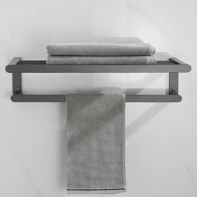 Bathroom Hardware Bathroom Accessories Space aluminum bath towel holder Gun Gray