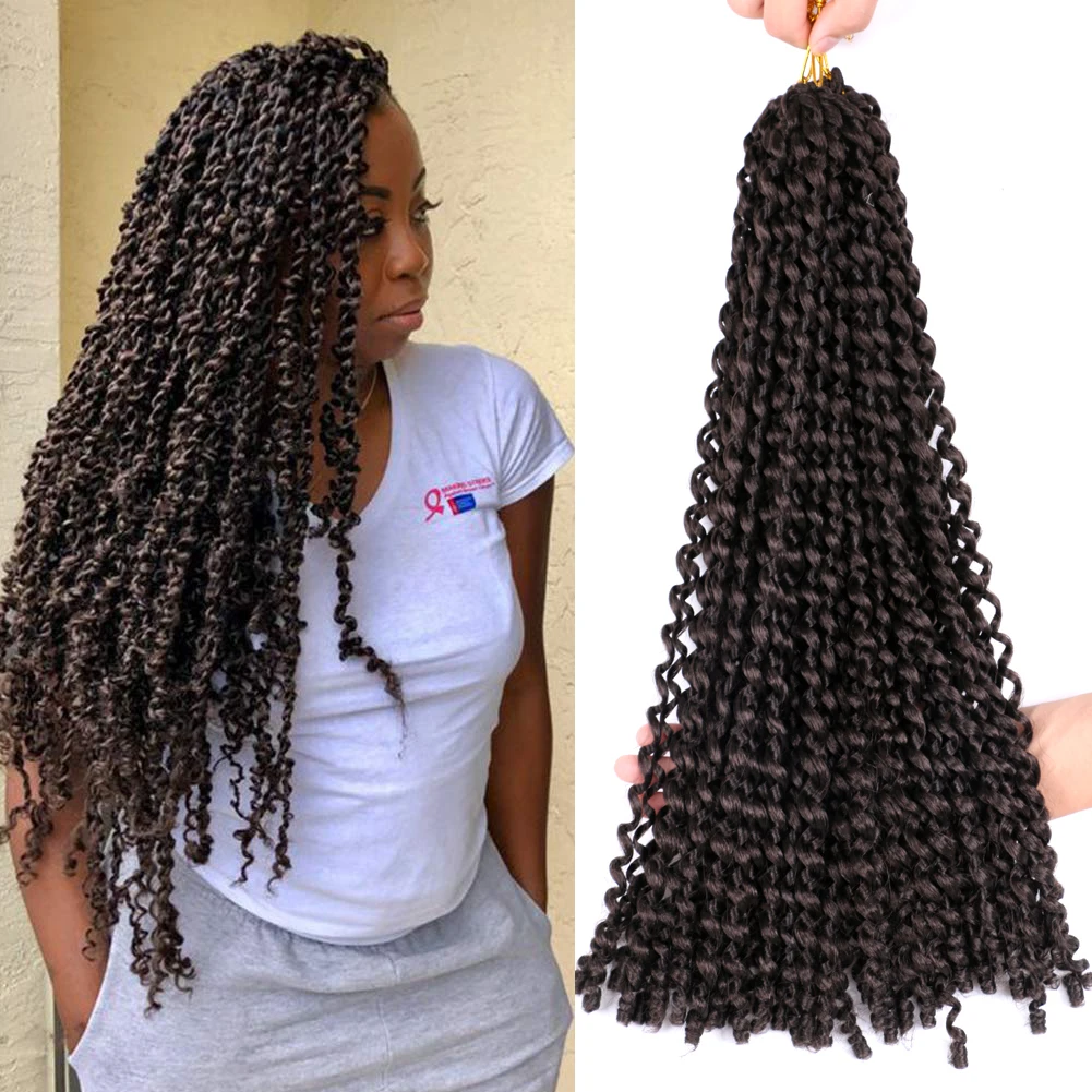 

18 Inch Synthetic Passion Twist Braiding Hair Goddess Faux Locs Fluffy Crochet Braid Hair Ombre Hair Extension