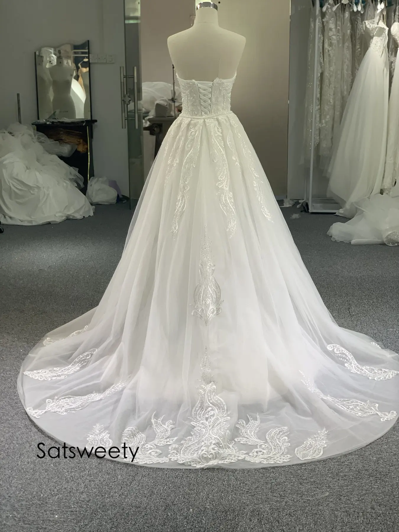 Real Photos Beaded Wedding Dress 2022 Mermaid  Bridal Dresses Detachable Skirt Customized Vestido de Noivas