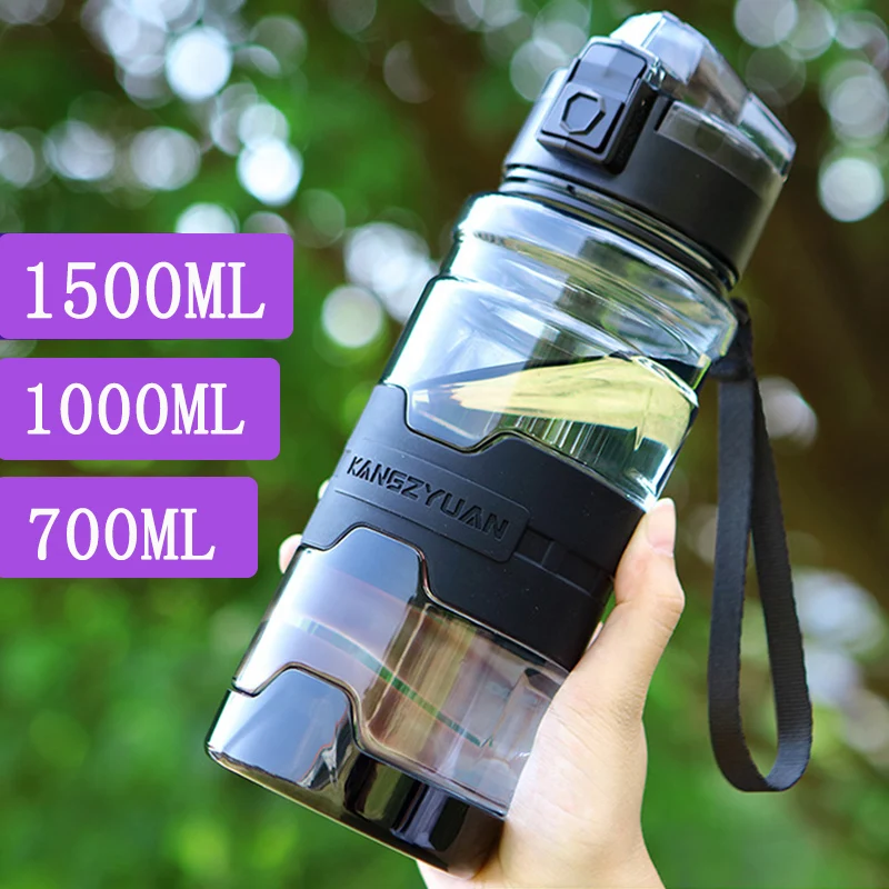 Sport Drinking Water Bottle 700&1500ML Bicycle TravelPortable Anti-Fall Leak-Proof Tritan Plastic Hot Boiling Water Cup BPA Free