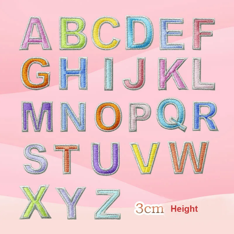 Fashion English Letters Alphabet Embroidered Patches Applique Iron On Letters For Clothes Shoes Bags Application For Kids Name