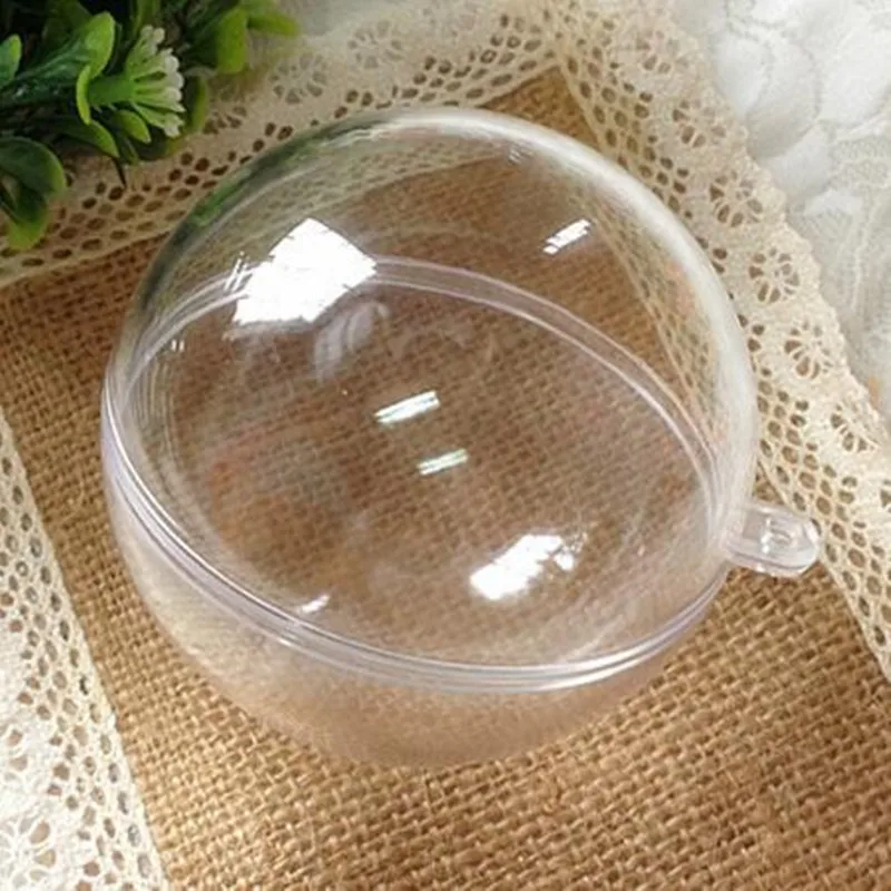 

12 CM Transparent Plastic Christmas Ball Candy Box For Wedding Xmas Decoration Supplies 20 PCS Free Shipping