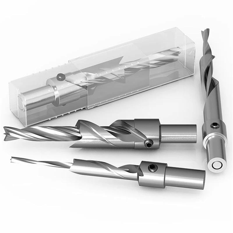 Broca de salada para carpintaria, haste de 10mm, aço de alta velocidade, cabeça escareada de fundo plano, broca escalonada de dois estágios