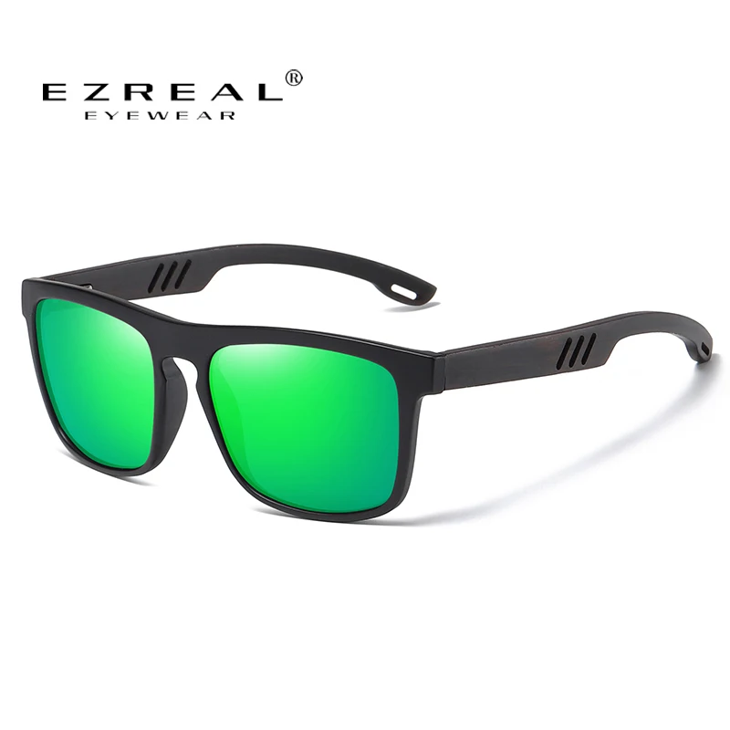 EZREAL Retro Sports Style Polarized Wooden Sunglasses Black Driving Square Sunglasses Brand For Men And Women For S5090