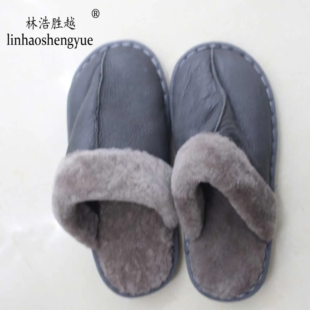 linhaoshenyue 2020 hot  real  sheepskin  fur  Slipper for women home shoes Suitable for winter and autumn