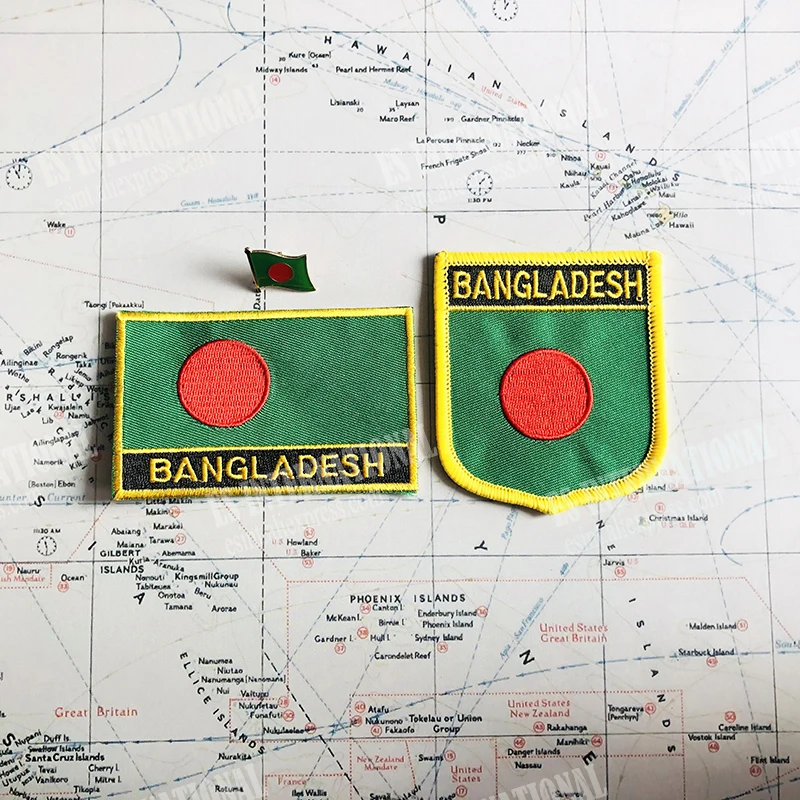 Bangladesz flaga narodowa łaty do haftu odznaka tarcza kwadratowe Pin jeden zestaw na tkaninie opaska dekoracja plecaka