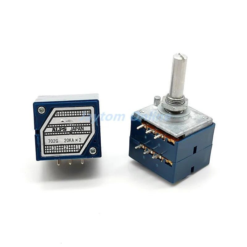 Double Volume Potentiometer ALPS RK27 10KA 20KA 50KA 100KA 250KAx2 Dual Unit 6Pins Round Handle Rotary Switch