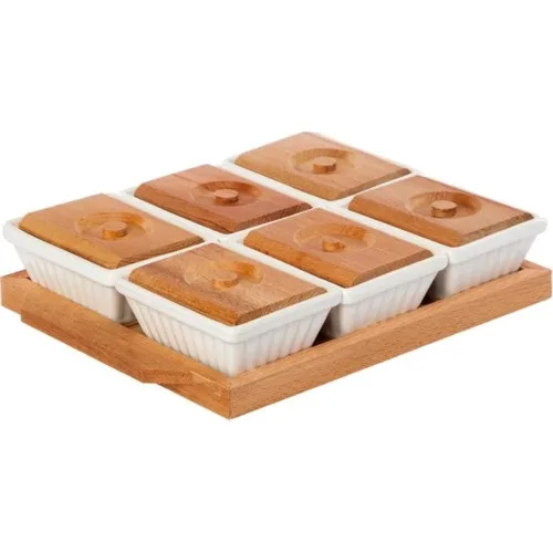 Sampurchase Bamboo Tray 6 Compartments Lux Breakfast Set