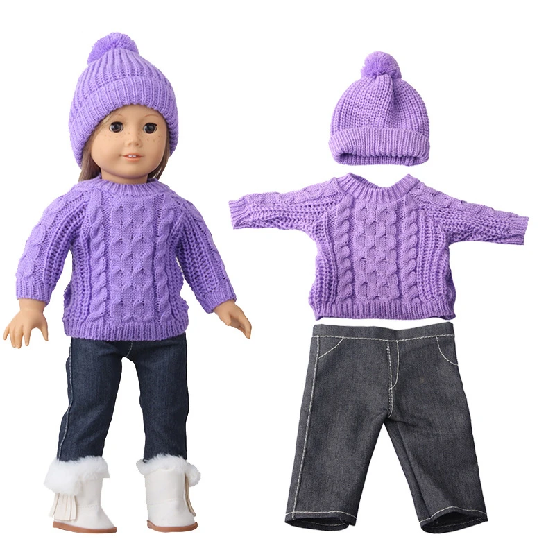 Kleidung für Baby Geboren 43 cm Puppe Outfits18 Zoll Pullover Anzug Hut Schal Handschuhe Reborn Zubehör Mädchen Geburtstag Festival Geschenke