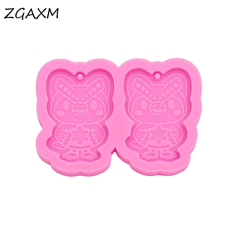 LM233 Shiny Crossing animal earrings epoxy resin silicone molds DIY jewelry making mould handmade chocolate cake fondant mold