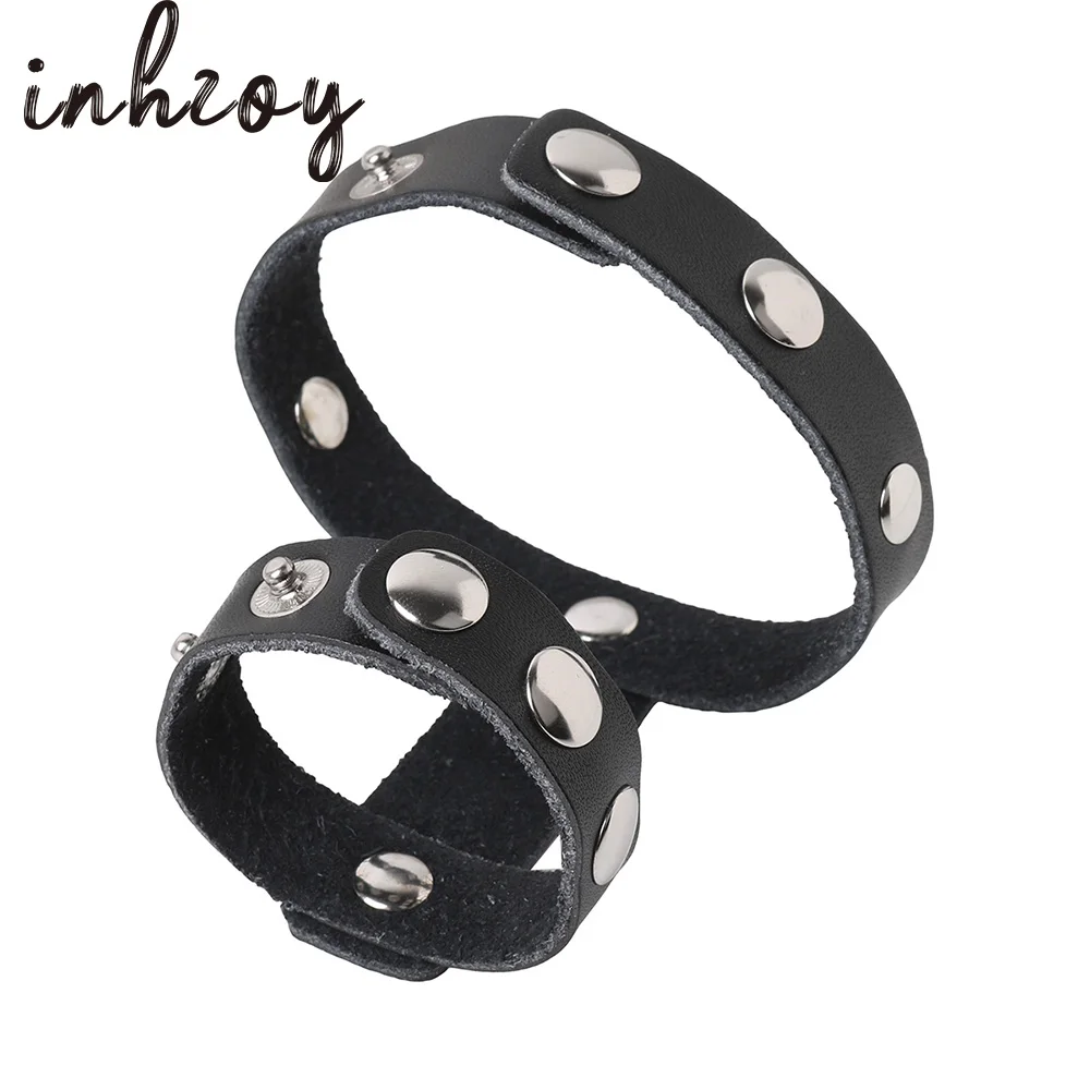 Pénis réglable en cuir véritable à deux anneaux pour hommes, anneau pénien, amélioration de l'érection, bondage Gay Sissy 7.0, accessoires