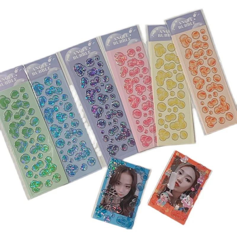 1Pc Cute Bubble Laser Waterproof Sticker Decorative Adhesive Stickers Scrapbooking School Supplies Decorative Material Stickers