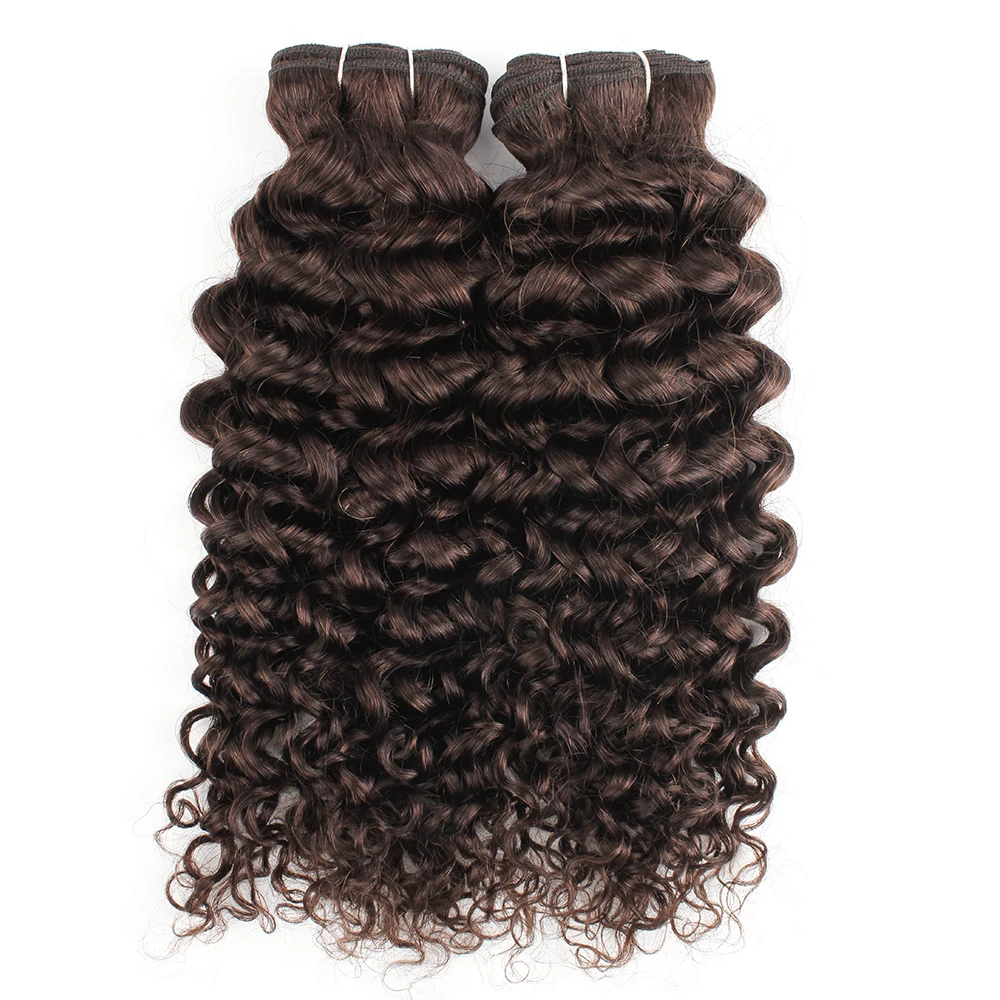 Kisshair Color #2 Water Wave Hair Bundles 3/4 pcs Darkest Brown Indian Human Hair Extension 10 to 24 Inches Remy Curly Hair