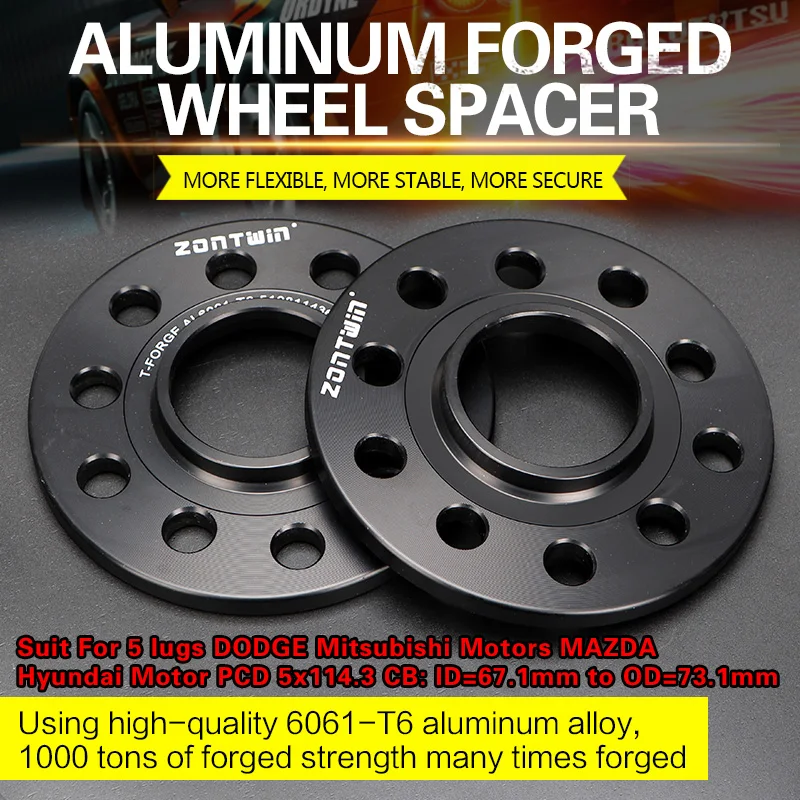 DODGE 미쓰비시 모터 마즈다용 휠 스페이서 어댑터, PCD 5x114.3 CB ID = 67.1mm-OD = 73.1mm, 3mm, 5mm, 8mm, 10mm, 12mm, 15mm, 20mm, 2 개 썸네일 7