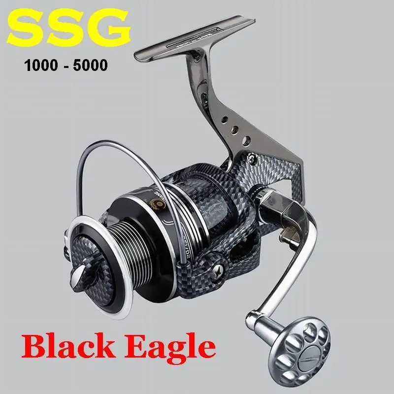 SSG 1000 2000 3000 4000 Black Eagle Sea Fishing Reel One-way Longer Life Steaier Carbon Steel Bearing 5.1/5.5:1 220-330g