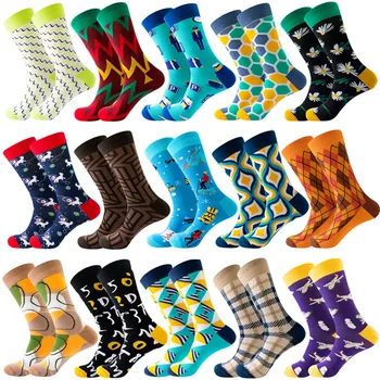 Chaussettes pour hommes, Design rétro, Hip Hop, chaussettes d'équipage, Skateboard, Harajuku, unisexe, joyeuses, grande taille, Streetwear coloré