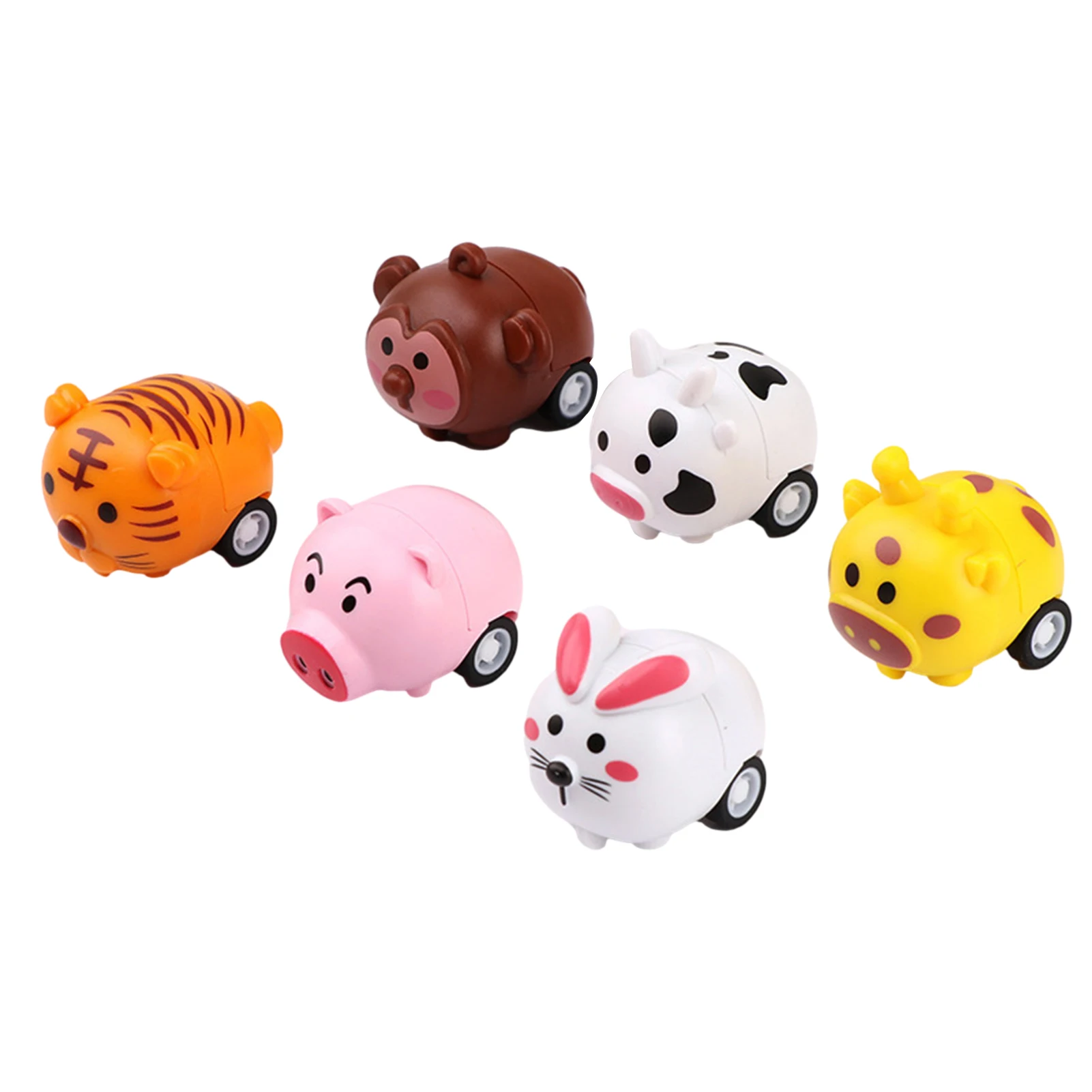 1PC Mini Cartoon Pull Back Vehicles Cars Toy Play Animal Pull Back Toys Friction Powered Cute Car Toys Prezenty urodzinowe dla dzieci