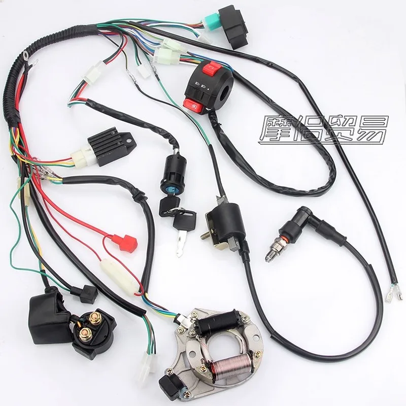 

Electrical Wiring Harness Kit Fit accessory For Dirt Bike ATV QUAD 50 70 90 110CC with Rectifier Ignition Key Coil CDI Unit