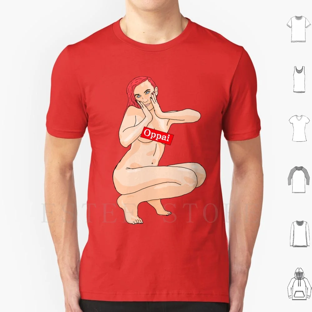 Oppai Lady T Shirt DIY Big Size 100% Cotton Oppai Lady Girl Redhead Red Hair Red Hair Girl Red Head Truck Girl Redhead Girl Red