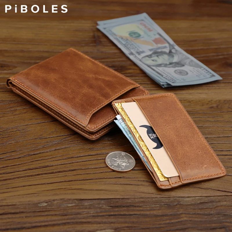 Portable Genuine Leather Men Wallet Slim Leather Card Slots Wallet For Women Business Card Driver License Holder Coin Purse