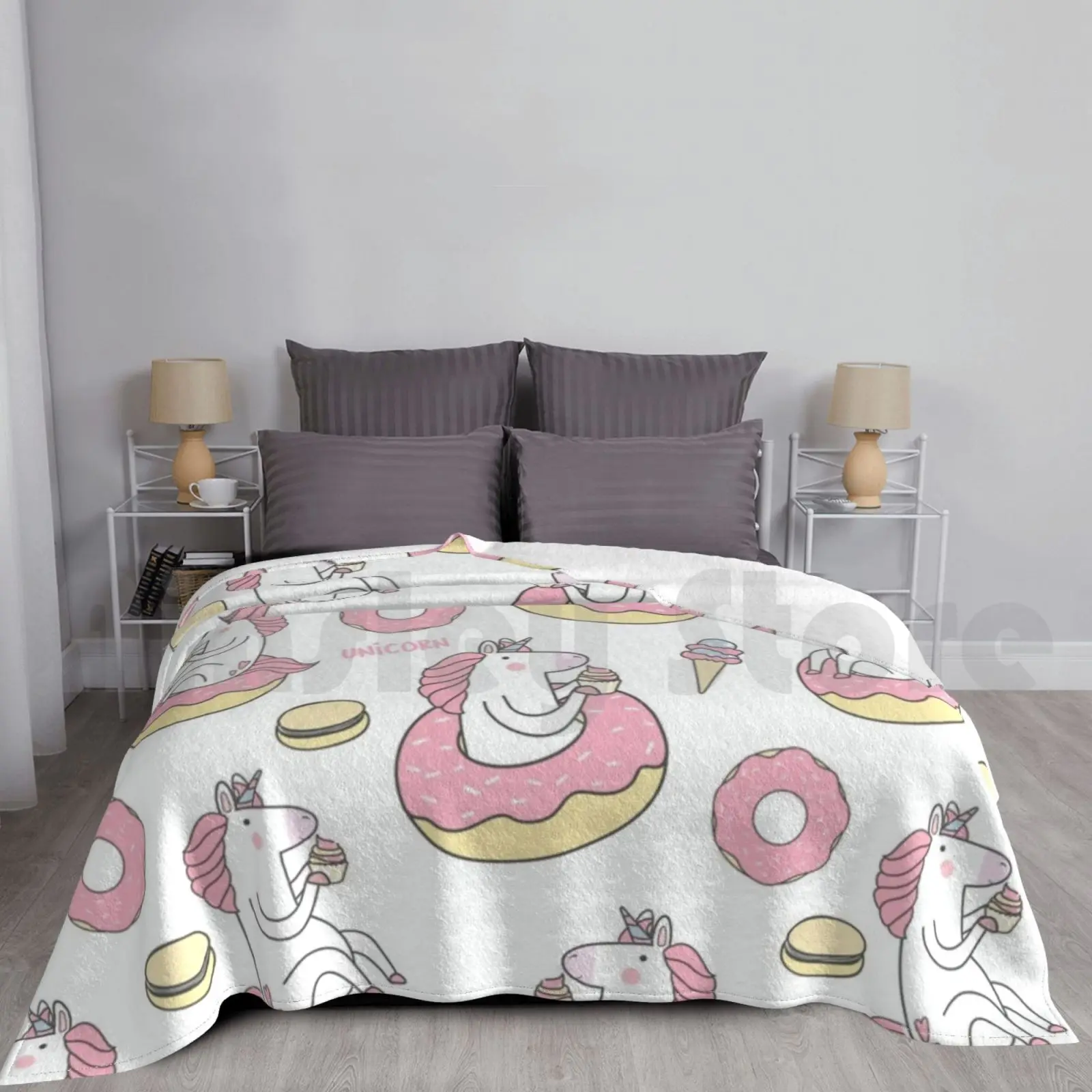 Unicorn Pattern Blanket Fashion Custom Magic Dream Big Hello