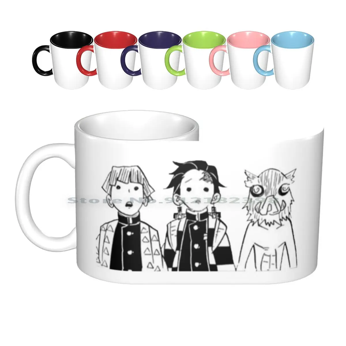 , Tanjiro , And Inosuke Manga Cap Ceramic Mugs Coffee Cups Milk Tea Mug Demon Kimetsu No Yaiba Kny Demon Manga Kny Manga Manga