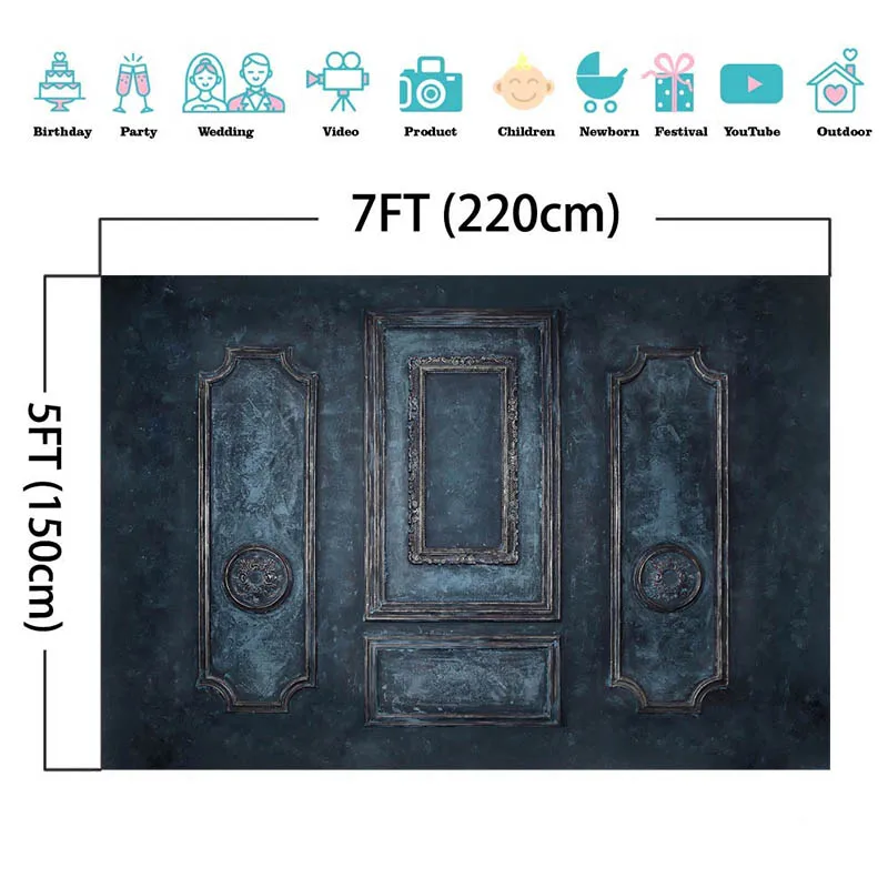 Dinding Retro Gelap Pintu Klasik Fotografi Latar Belakang Pernikahan Anak Baru Lahir Ulang Tahun Potret Latar Belakang Dekorasi Alat Peraga Studio Foto