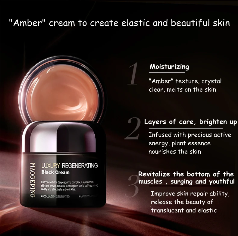 MAOGEPING Beauty LUXURY REGENERATING Black Cream Skin Care Light Soft Texture, Gentle Soothing Touch, Translucent Radiant Effect