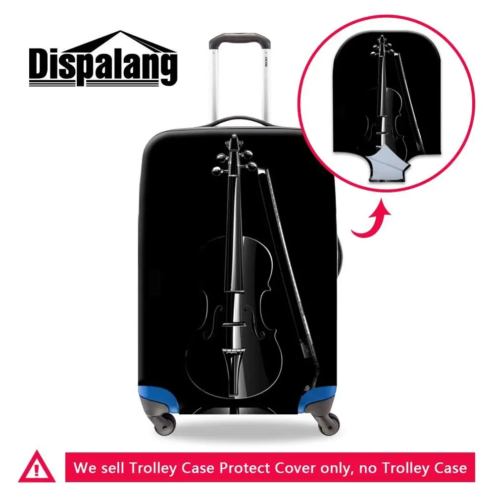 Thick Elastic Luggage Cover Black Violin Travel Accessories For 18-32 Inch Personalized Custom Name Letter Suitcase Covers