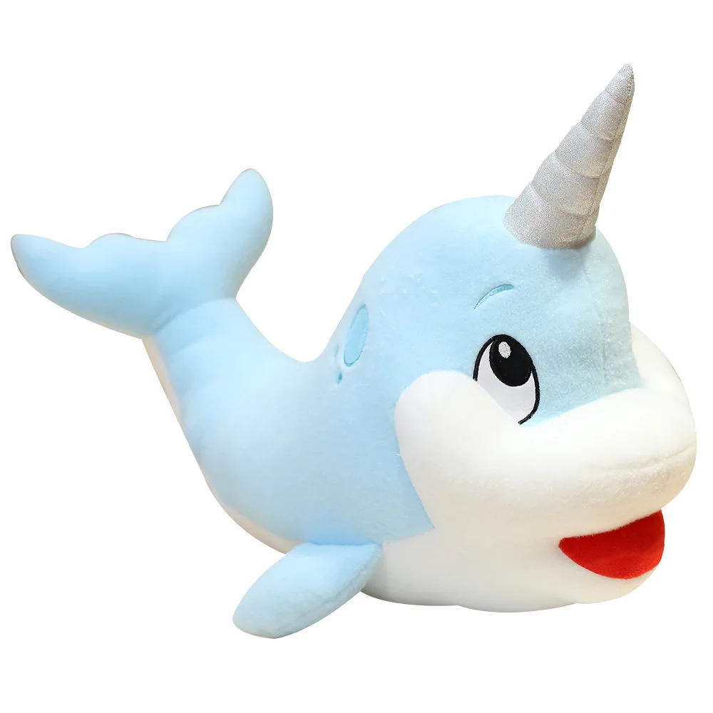 KUY New Lovely Soft Cute Teal Narwhale Stuffed Animal Whale Plush Toy Fish Kids Dolls For Children Birthday Christmas Gifts