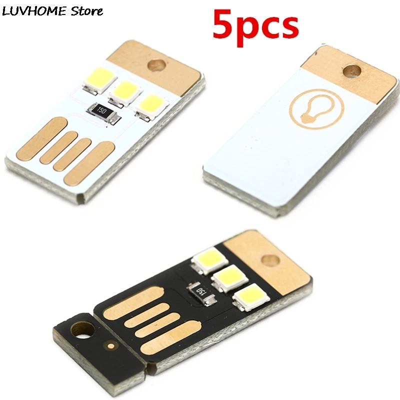 

5pcs/lot Mini Pocket Card USB Power LED Keychain Night Light 0.2W USB LED Bulb Book Light For Laptop PC Powerbank Night Lamp