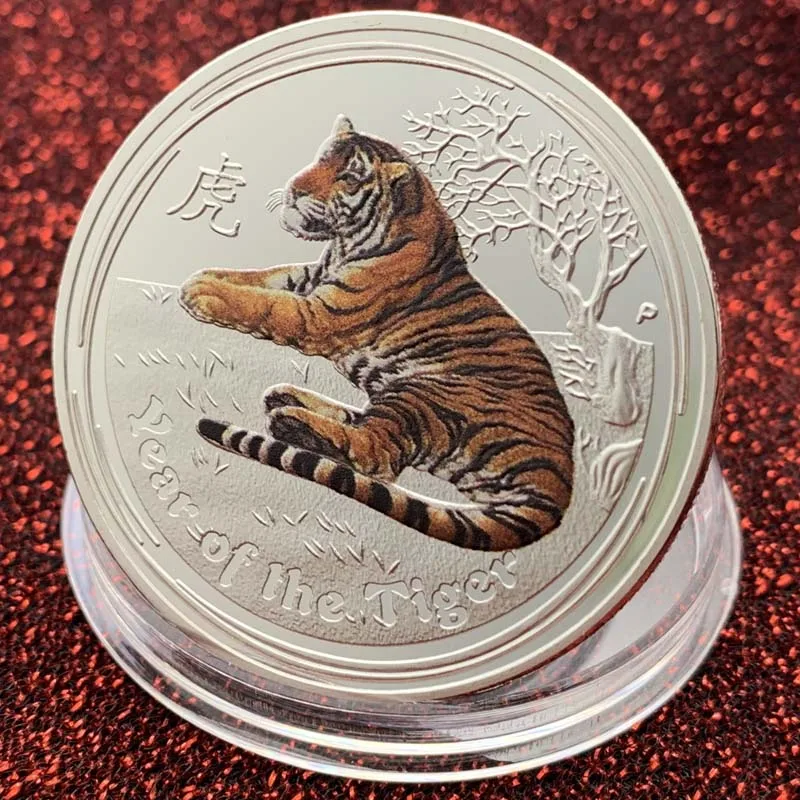 Australia Zodiac Animal Year of The Tiger & Snake & Sheep Silver Plated Coin 1 Oz Painted Commemorative Medal Craft Collection