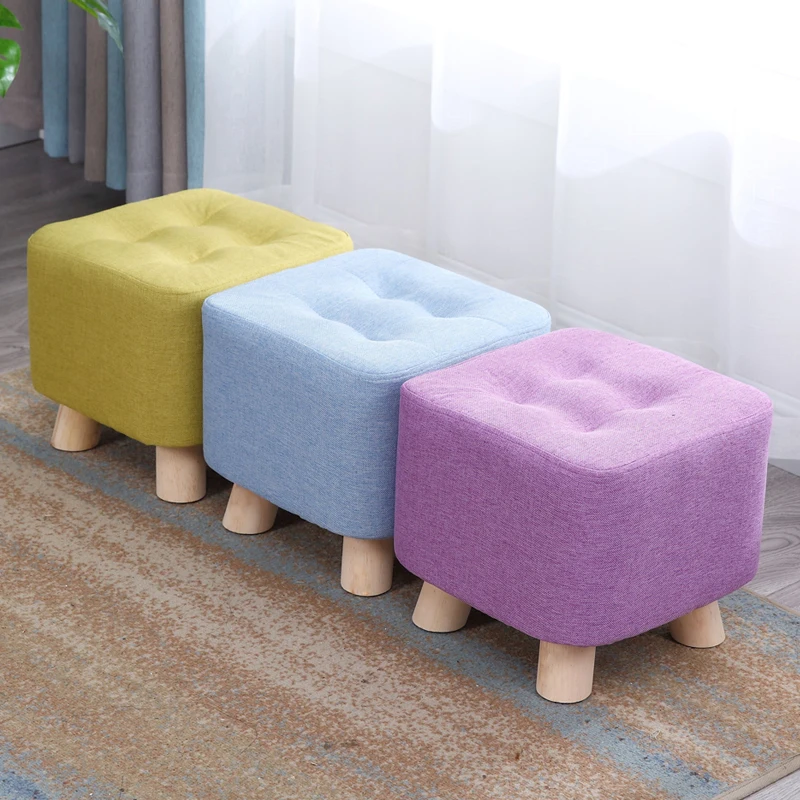 Small Wooden Saddle Stool for Kids, Home Sofa, Square Stool, Cloth Art, Living Room, Tea Table, Mound, Creative, Small Foot