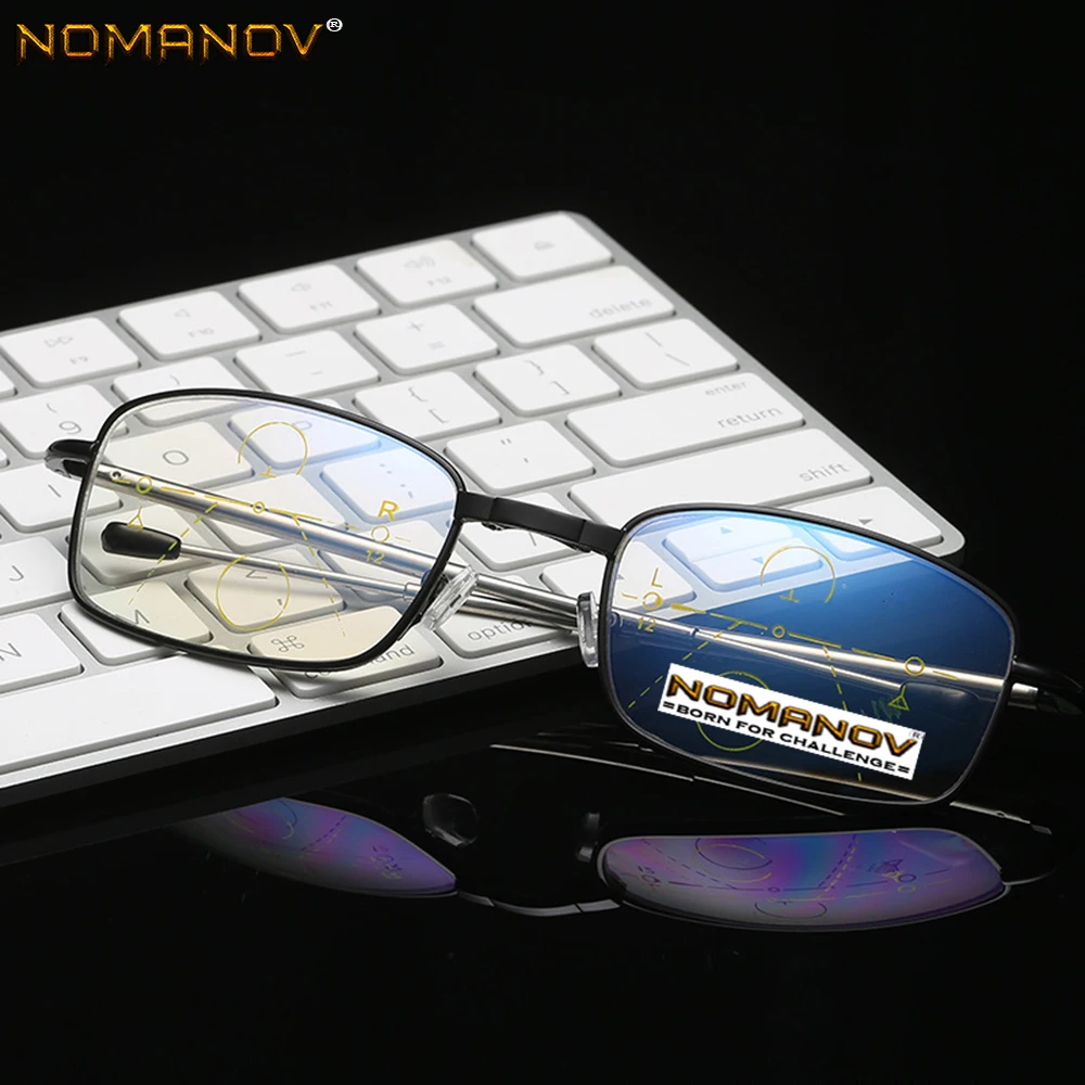 Portable Foldable Frame Telescopic Temple Men Women Progressive Multifocus Reading Glasses Add 75 100 125 150 175 200 to 400