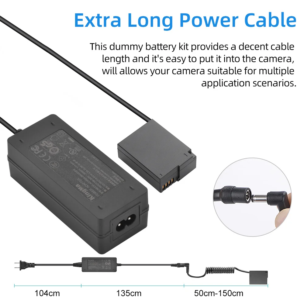 KingMa DMW-BLC12 Dummy Battery with AC Power Supply Adapter For Panasonic Lumix DMC-G7 G6  G5 FZ1000 FZ2500  GH2 Camera