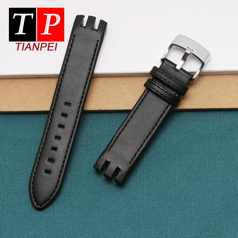 Replacement watchstrap for Swatch YTS401/402/409/713 YTB400 YTG400 Genuine Leather bracelet Frosted watchbands 20mm