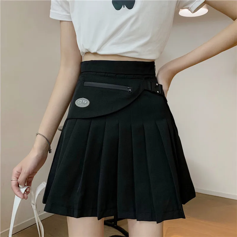 2020 Punk style short skirt ladies high waist Korean version of the skirt all-match A-line skirt