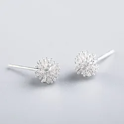 Female dandelion Stud Earring 100% 925 Sterling Silver Earrings For Women Gift Sterling-silver-jewelry Pendientes Mujer