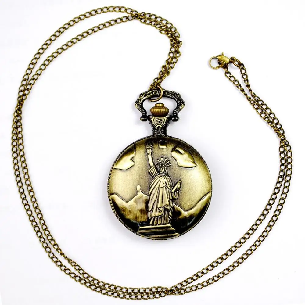 Exquisite pocket watch classic large free goddess retro personality bronze flip pocket watch