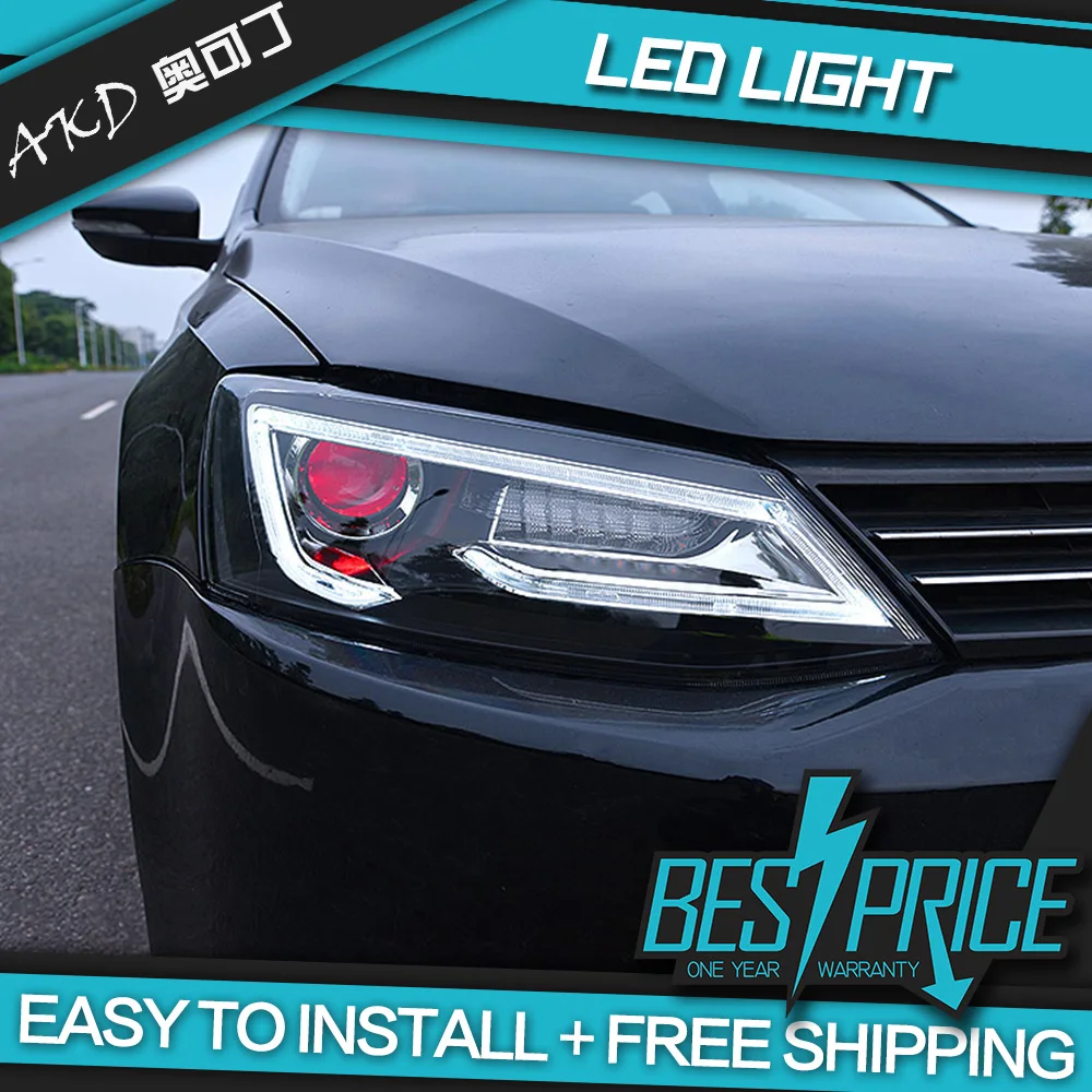 AKD Cars Styling Headlight For VW Jetta 2012-2016 Headlights LED Running lights Bi-Xenon Beam Fog lights angel eyes Auto levels