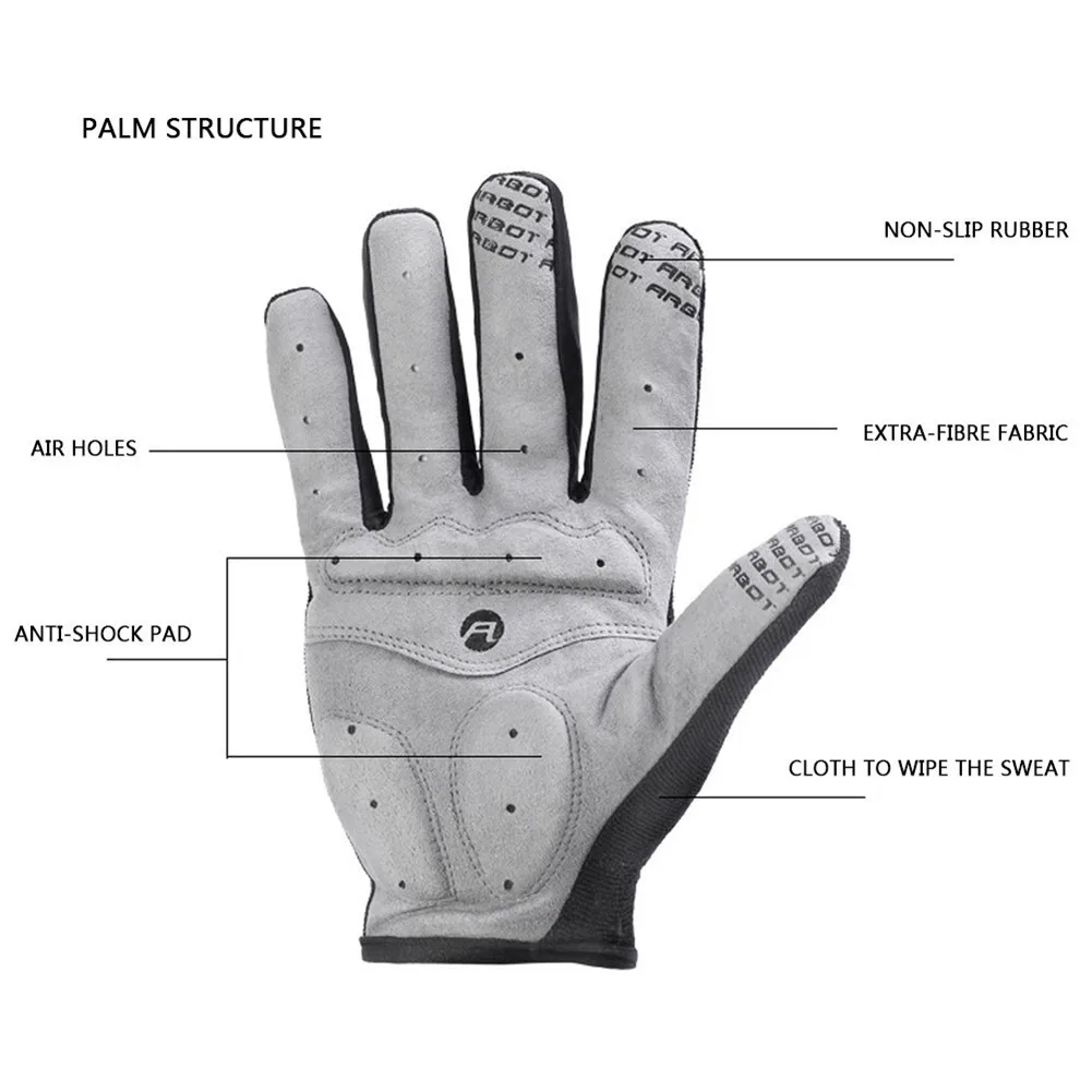 Cycling Anti-slip Full Finger Gloves Bike Gloves Pad Men Breathable Anti-shock Sports Gloves MTB Bike Bicycle Glove Man