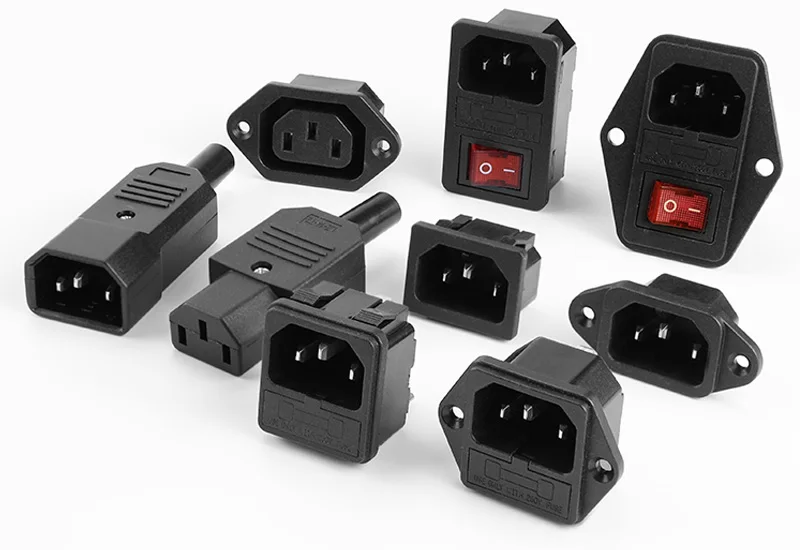3 Pin IEC320 C14 C15 Steckdose LED 250 V Wippschalter Messing 10A Sicherung Weiblich Männlich Einlass Stecker Pin stecker Computer Halterung – Detail 1